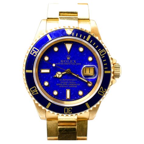 rolex 16618 gold submariner blue|rolex 16618 for sale.